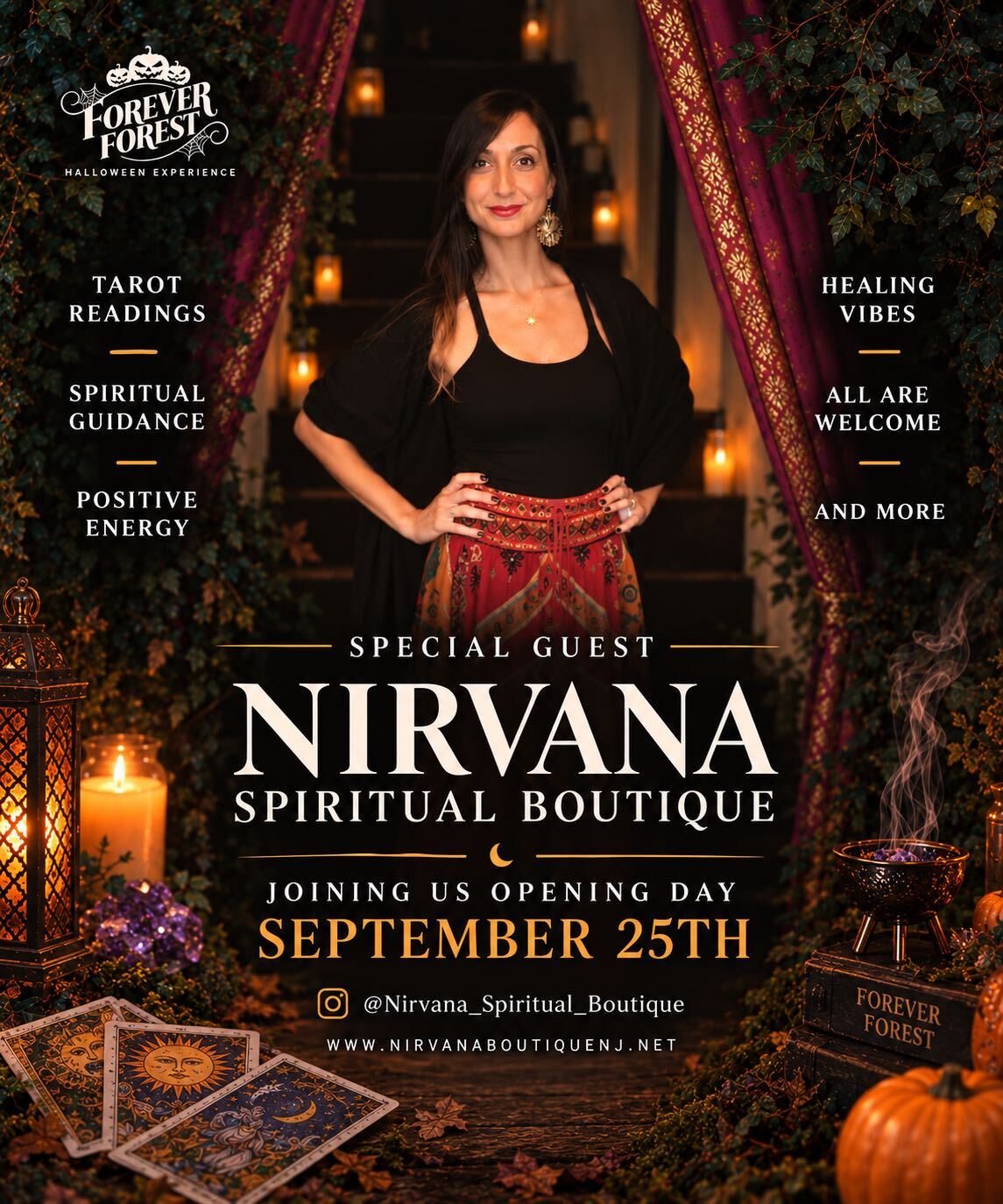 Nirvana Spiritual Boutique special guest opening-day advertisement featuring Tena